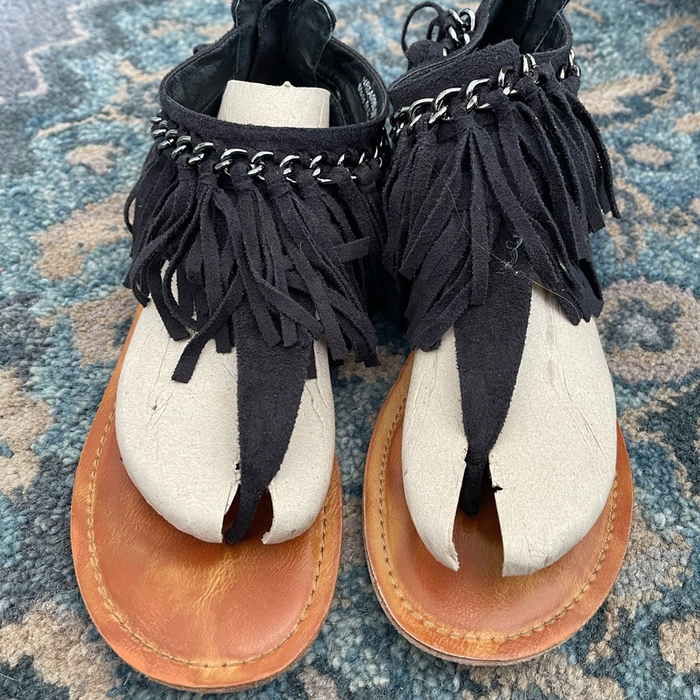 Not Rated black suede sandals size 10